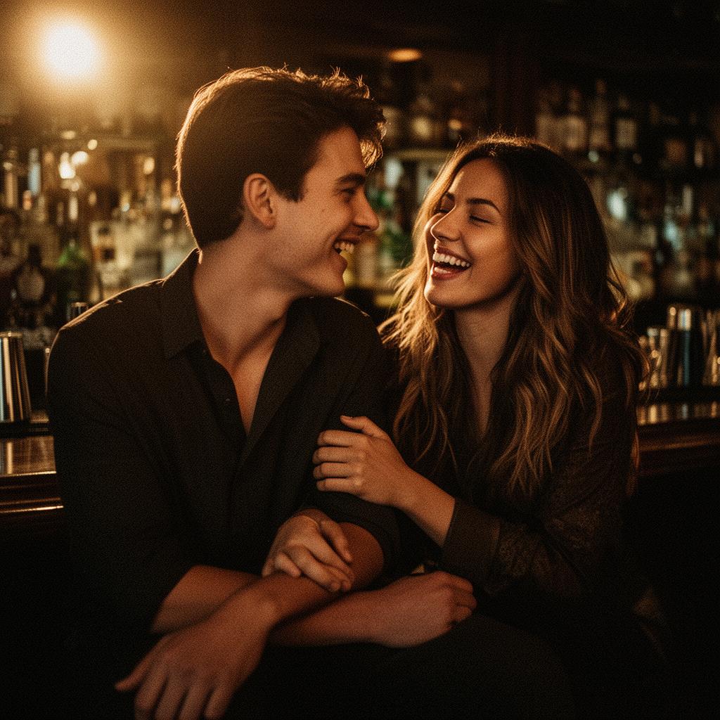 A man and woman sharing genuine chemistry